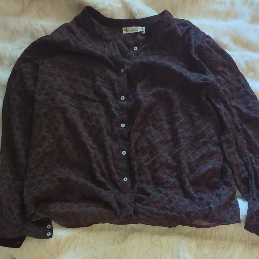 Carve Designs Floral Button-Up Shirt - Pink and Green